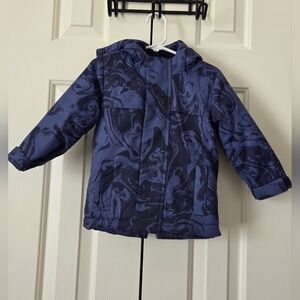 ​Cat & Jack Toddler Boy Blue Marble Winter Puffer Jacket Hooded Fleece Lined 18M